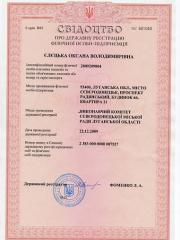 Свидетельство о Государственной регистрации Частного Предпринимателя № 921060 от 22.12.2009